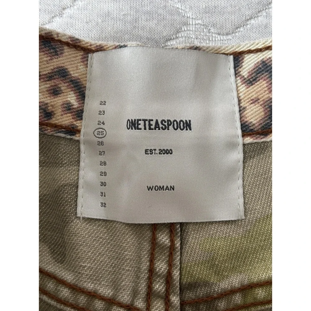 One Teaspoon Outlaws Shorts Womens 25 Brown Leopard Denim Cutoff Frayed Hem